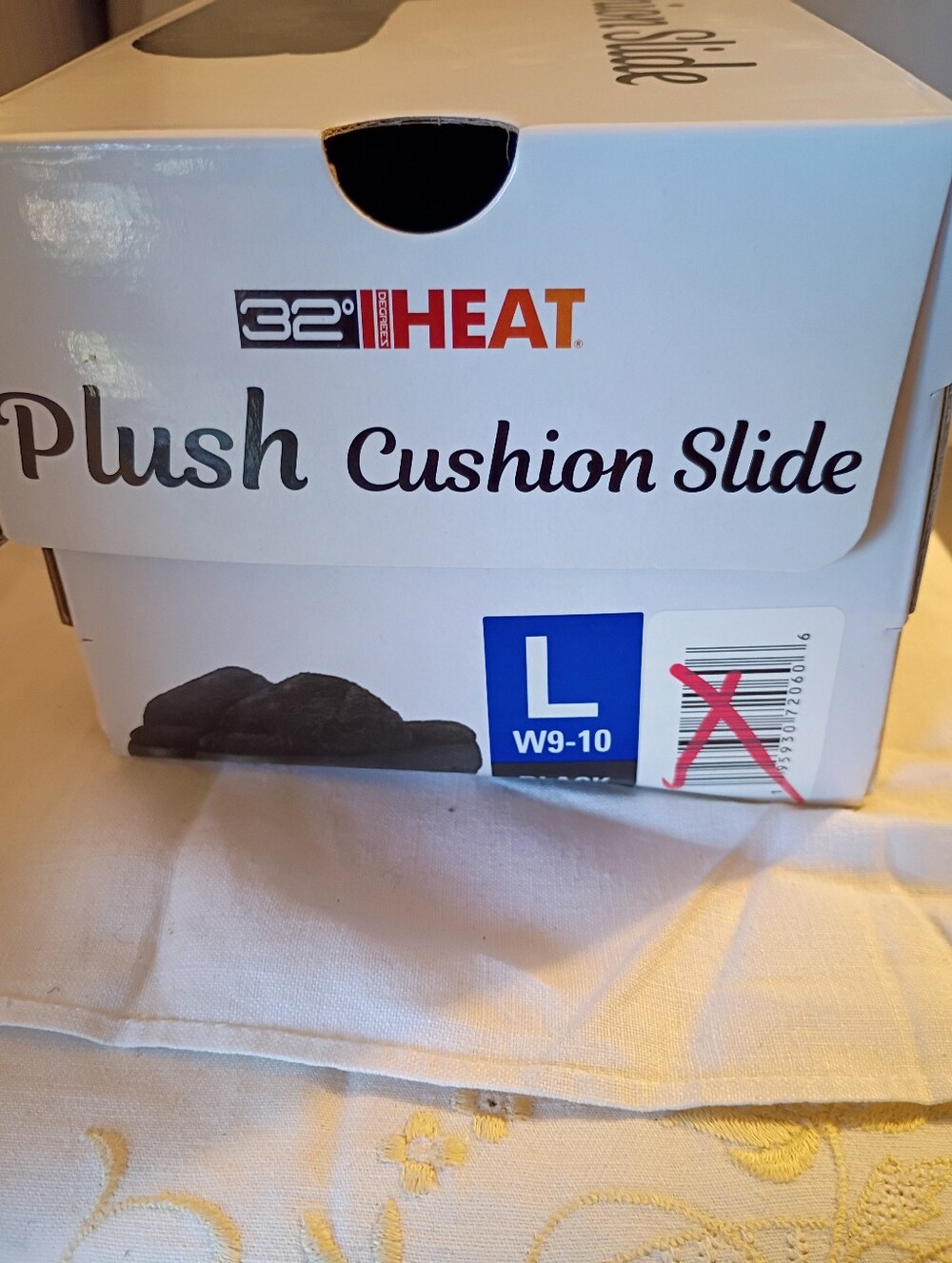 New! 32 Degrees Heat Plush Cushion Slide Women's Large(9-10) Black - Picture 4 of 6